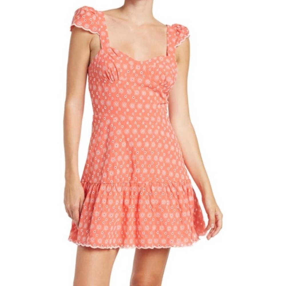 NWT Betsey Johnson Cap Sleeve Sweetheart Neck Eyelet Knit Dress